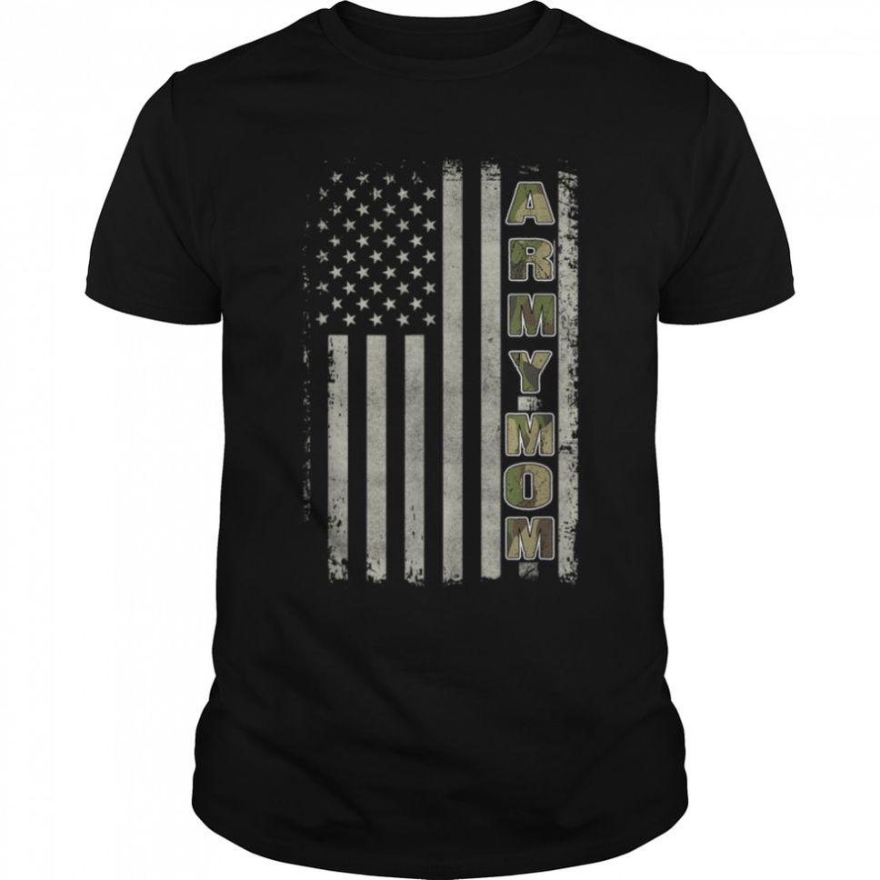 US Flag Proud Mom Proud US Army Mom Veteran Memorial Day T Shirt B09W5QJT48