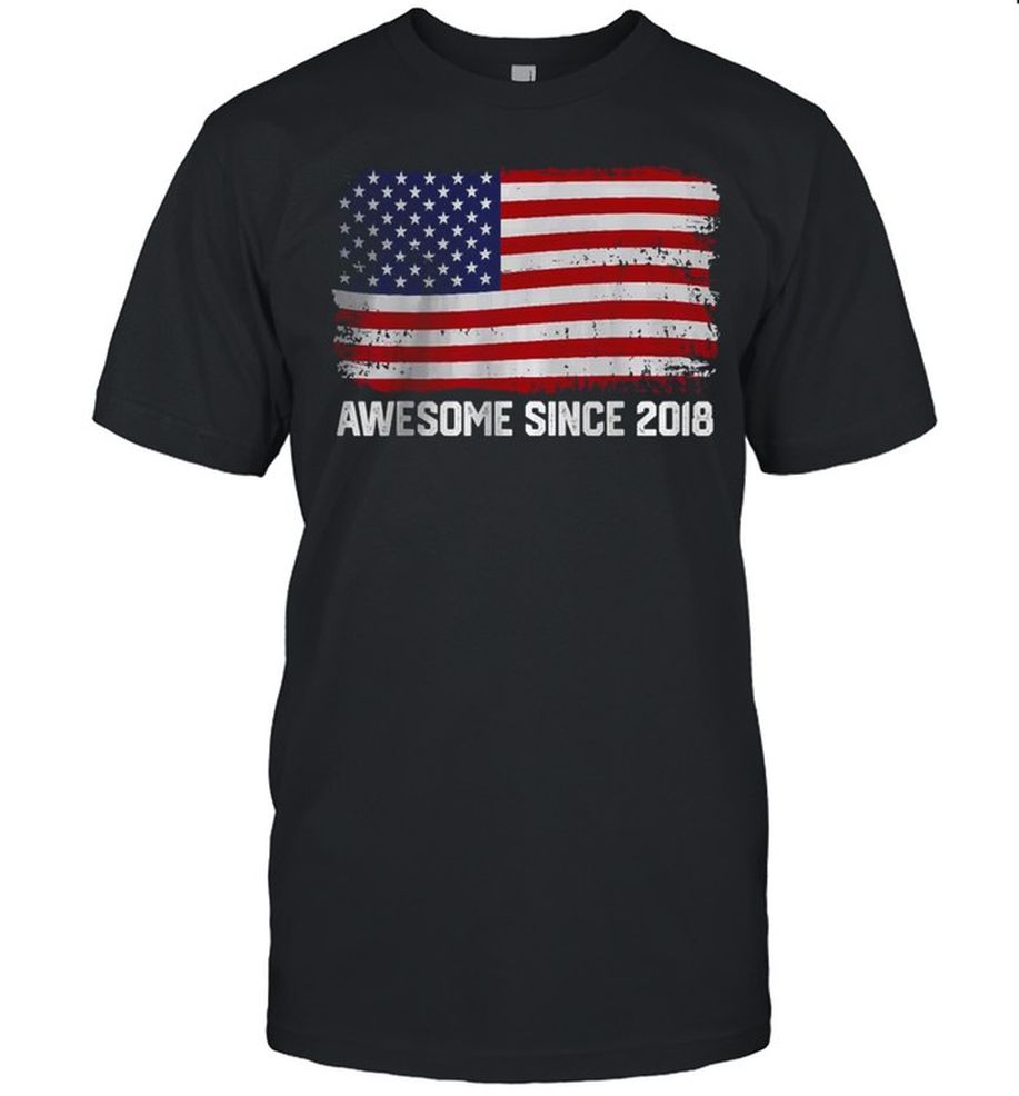 Vintage Awesome Since 2018 American Flag T Shirt