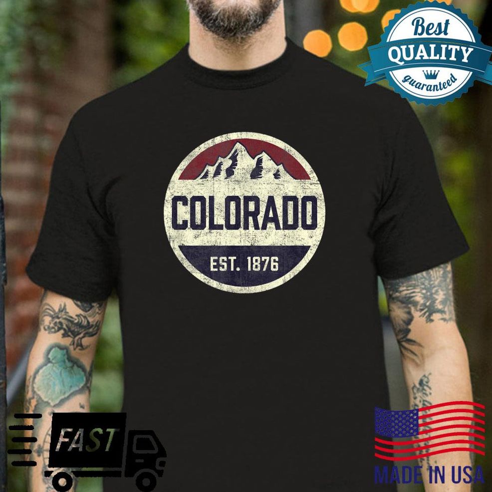 Vintage Retro Colorado Established 1876 Mountain Circle Ski Shirt