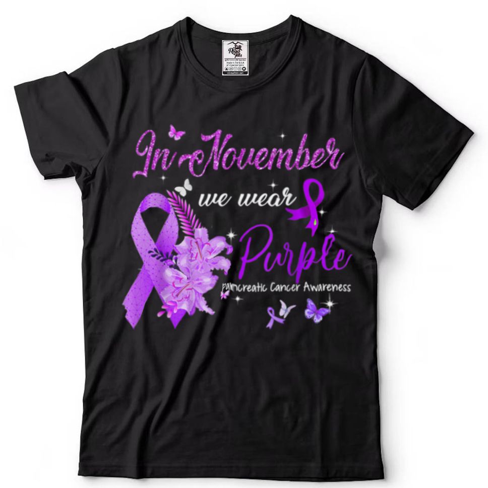 We Wear Purple Ribbon Pancreatic Cancer Awareness T Shirt Hoodie