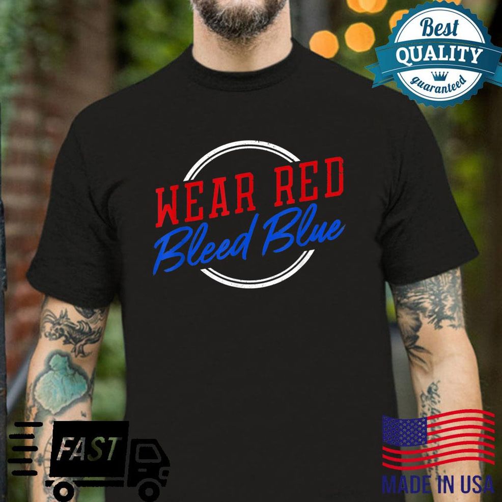 Wear Red Bleed Blue St Louis STL Missouri Sports Hockey Shirt