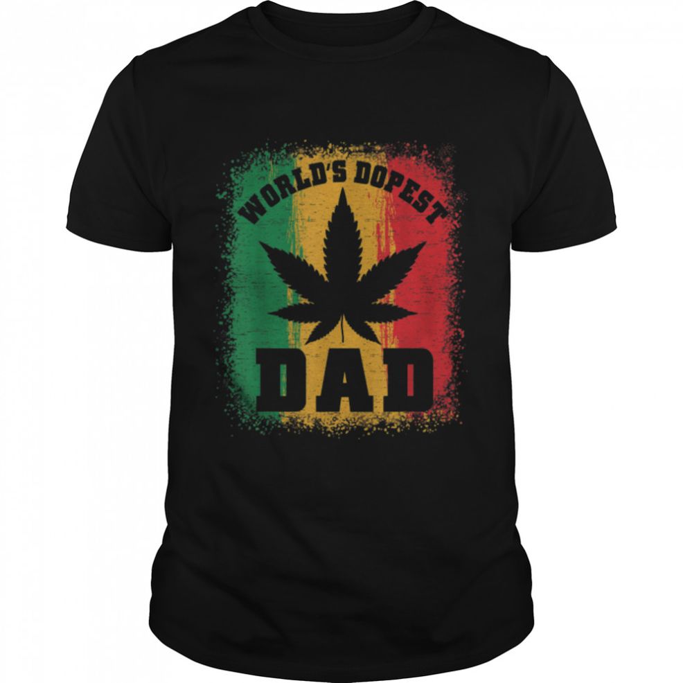 Weed World's Dopest Dad Funny Leaf Juneteenth Fathers Day T Shirt B09ZTN4BY6