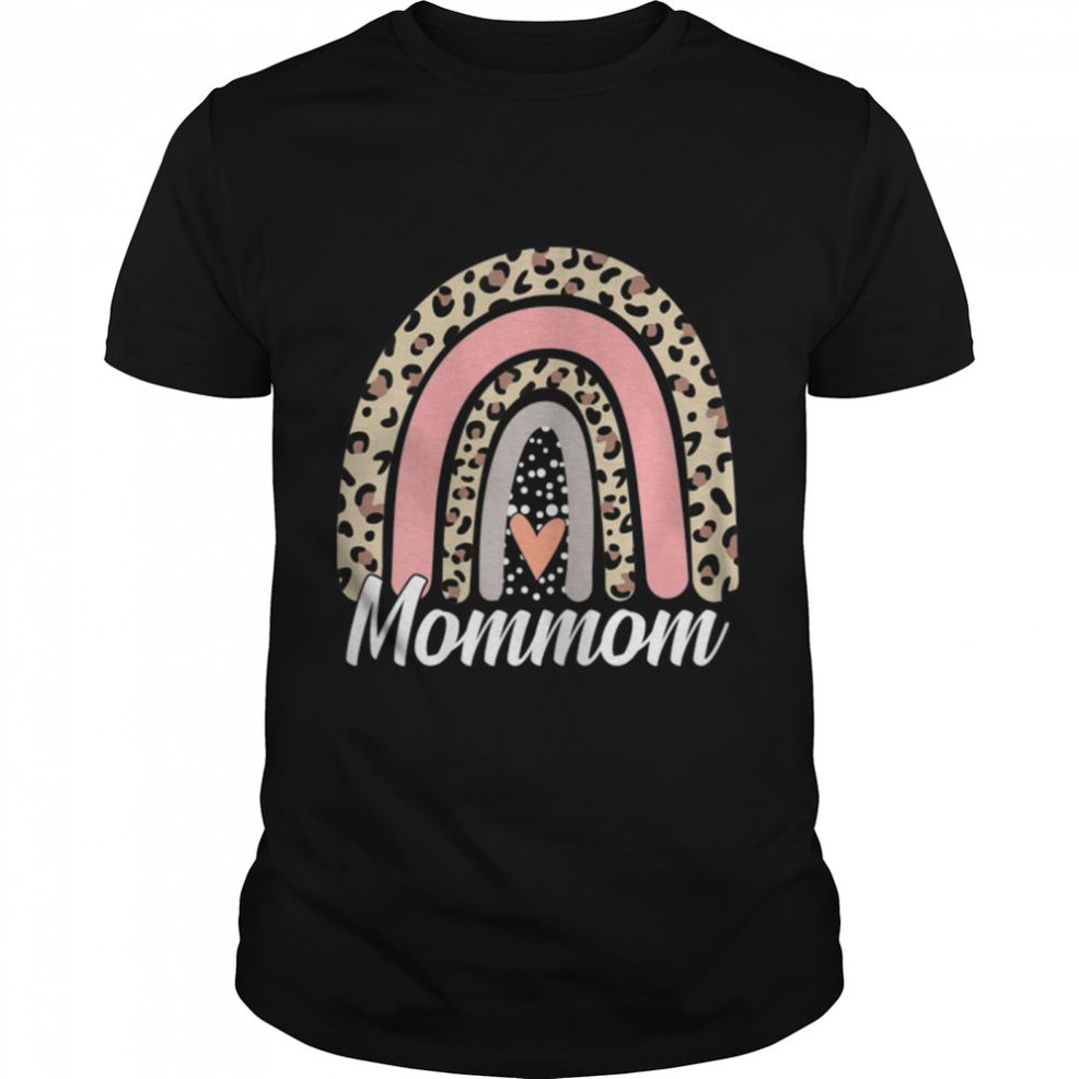 Womens Funny Mother's Day Leopard Rainbow Mommom Boho Mommy Grandma T Shirt B09W8G5BYP