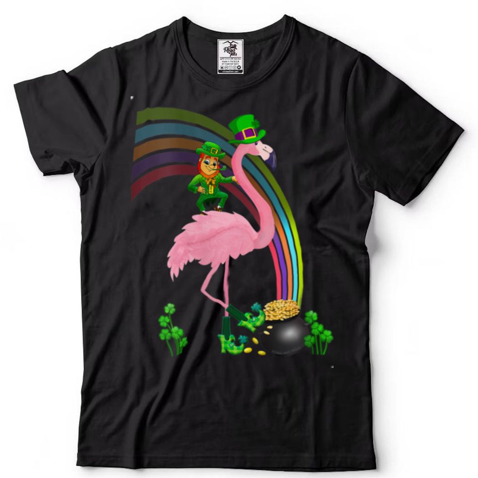 Womens Funny St. Paddy's Flamingo With Leprechaun St. Patrick's Day V Neck T Shirt