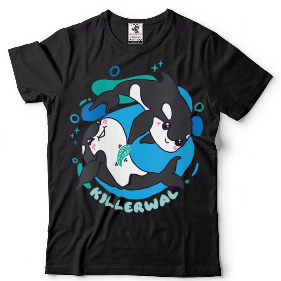 Womens Whale Orca Whale Pair In The Sea Cartoon Graphic Motif V Neck T Shirt Tee