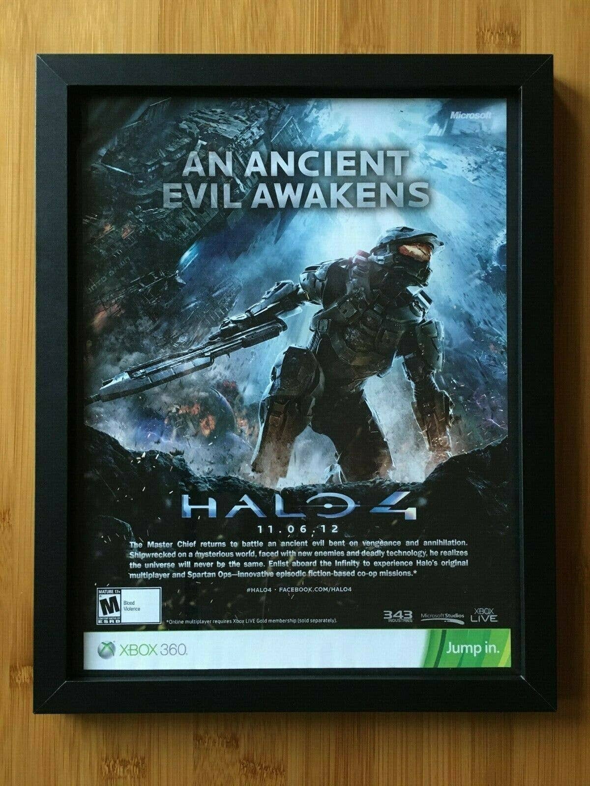 2012 Halo 4 Framed Print AdPoster Authentic Official Xbox 360 Art Master Chief