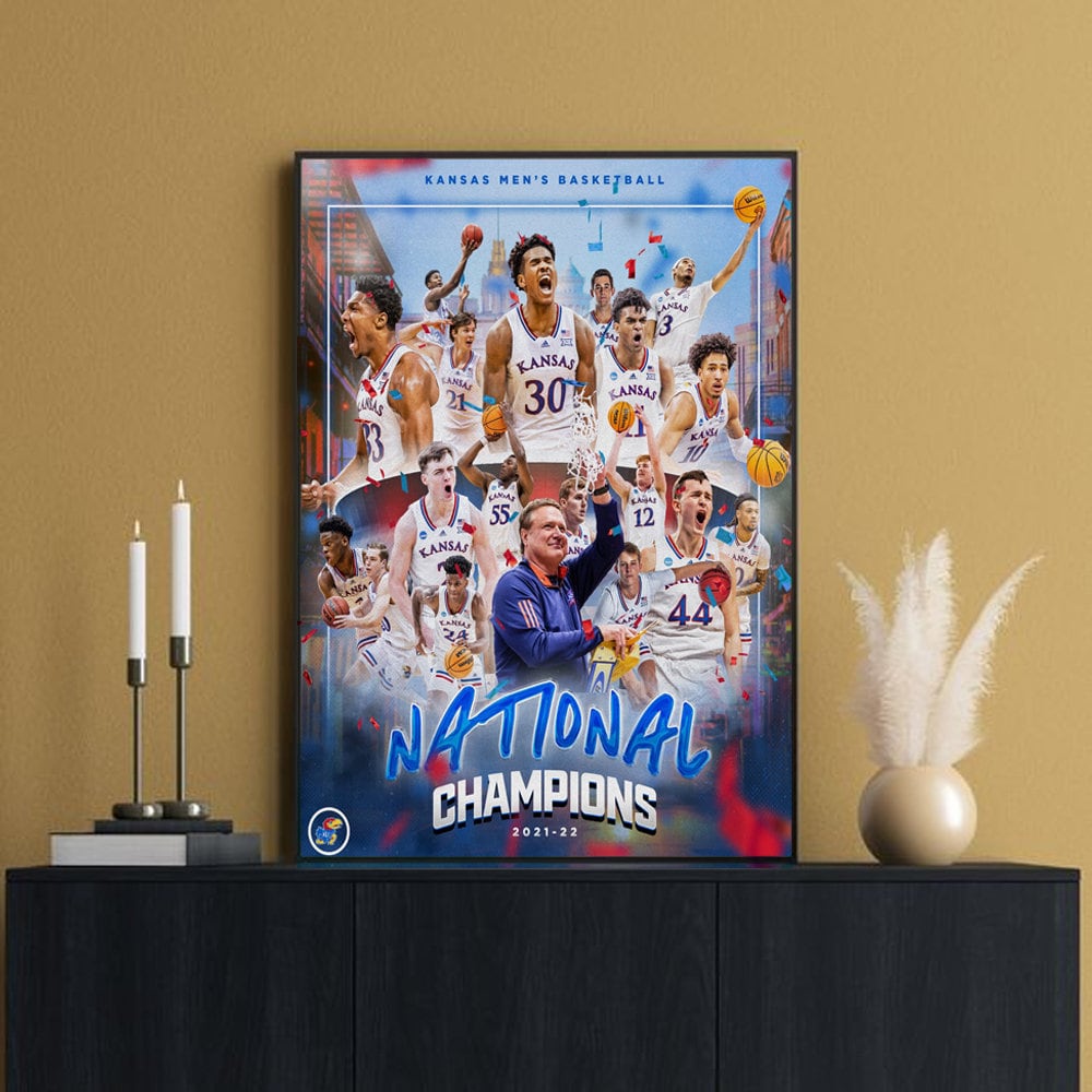 2022 Kansas Jayhawks National Champion NCAA Champ Canvas Poster