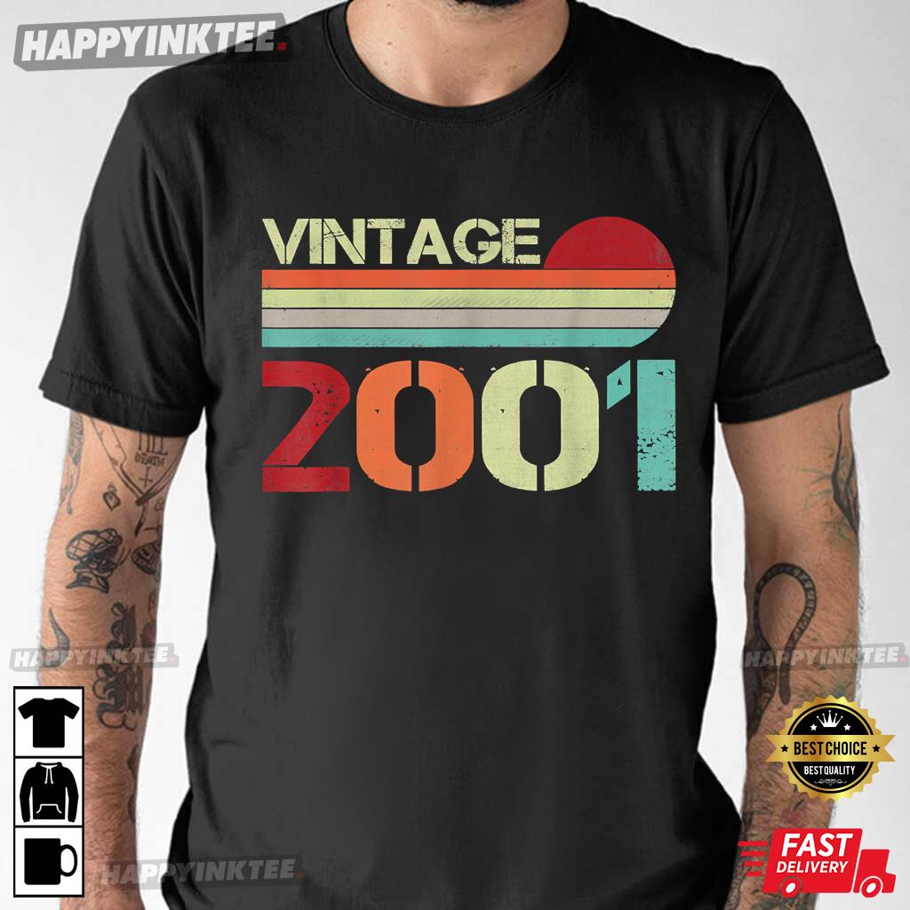 21st Birthday Vintage 2001 Funny 21 Years Old Men And Women T-Shirt