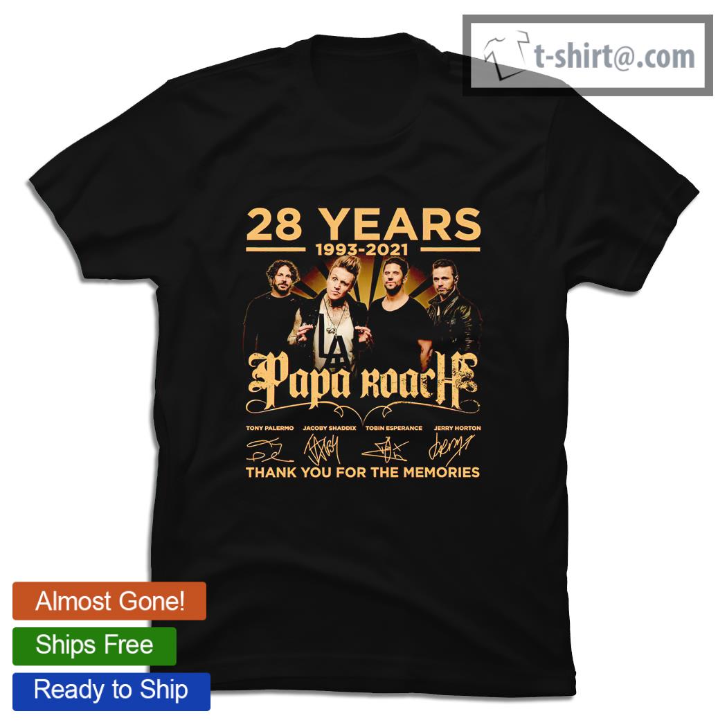 28 years 1993 2021 Papa Roaches signatures thank you for the memories shirt