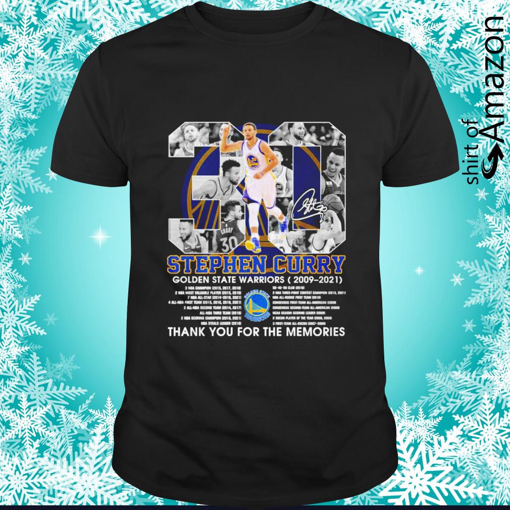 30 Stephen Curry Golden State Warriors 2009-2021 thank you for the memories signature shirt