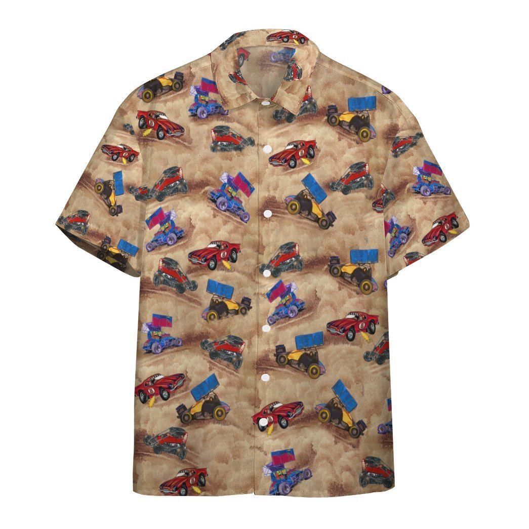 3D Dirt Track Racing Hawaii Shirt Custom Shorts Sleeve Shirt