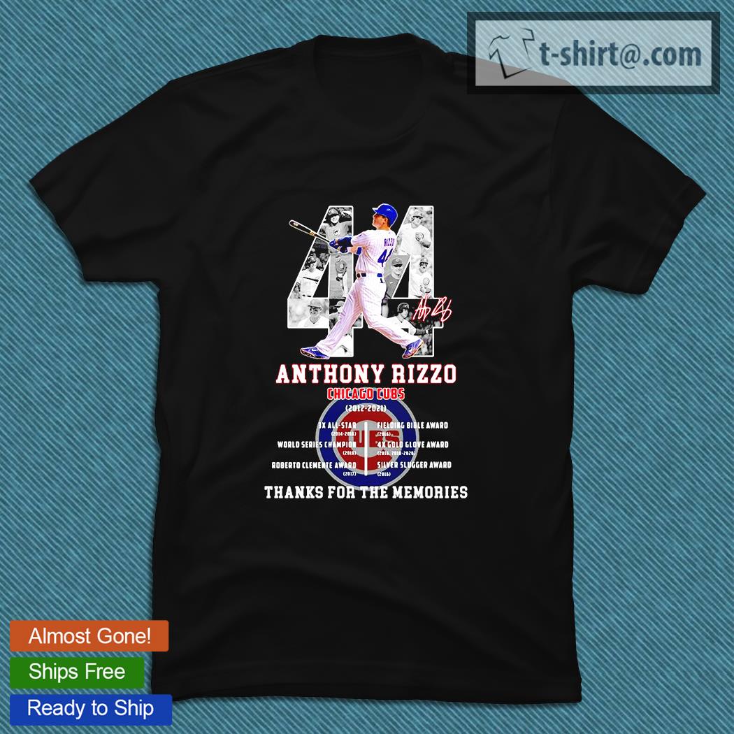 44 Anthony Rizzo Chicago Cubs 2012-2021 thank for the memories signature T-shirt