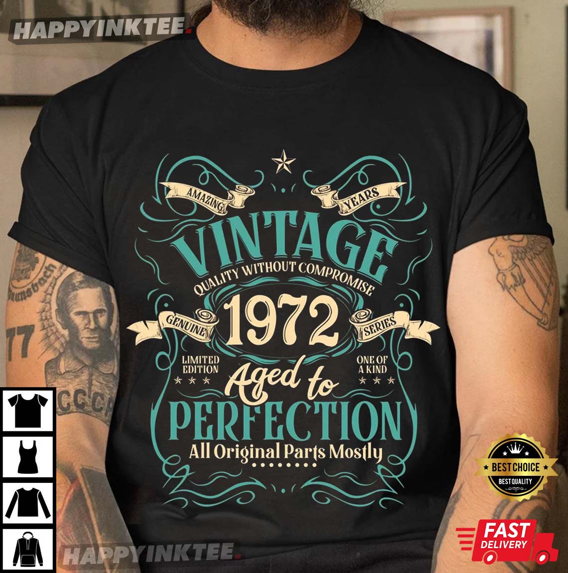 50th Birthday 1972 Aged To Perfection Mens Organic Gift For Dad T-Shirt