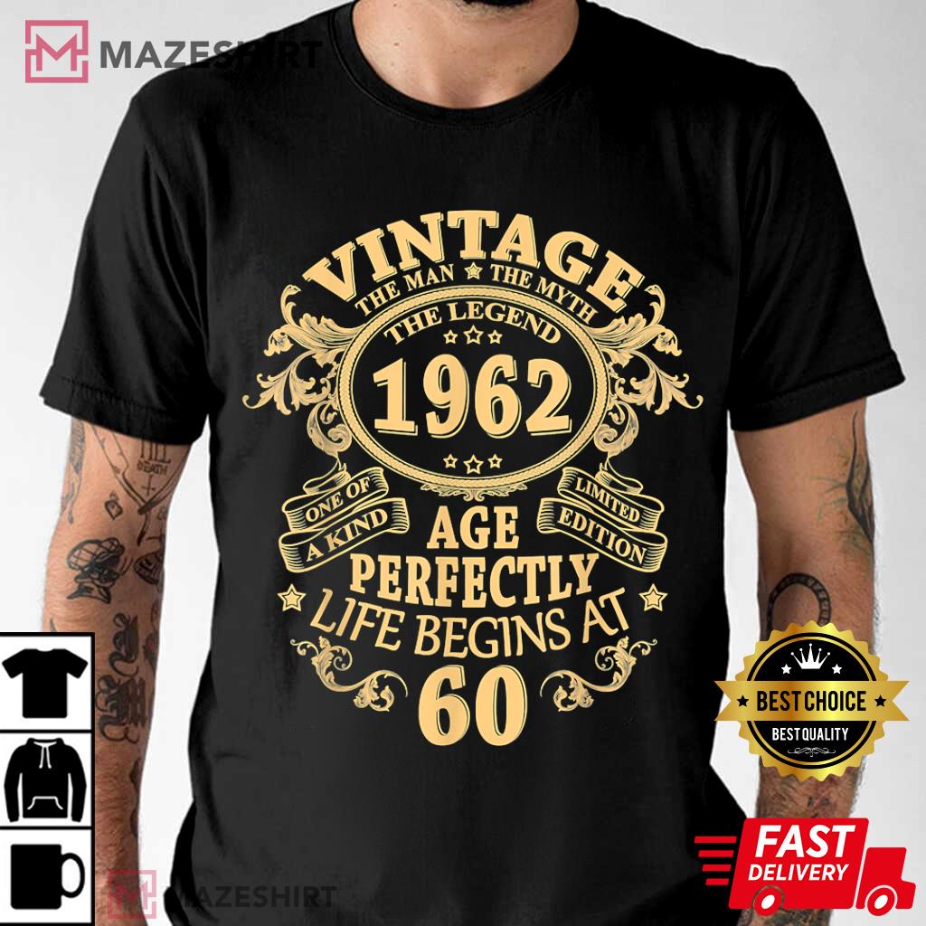 60th Birthday Gifts Vintage 1962 The Man Myth Legend T-Shirt