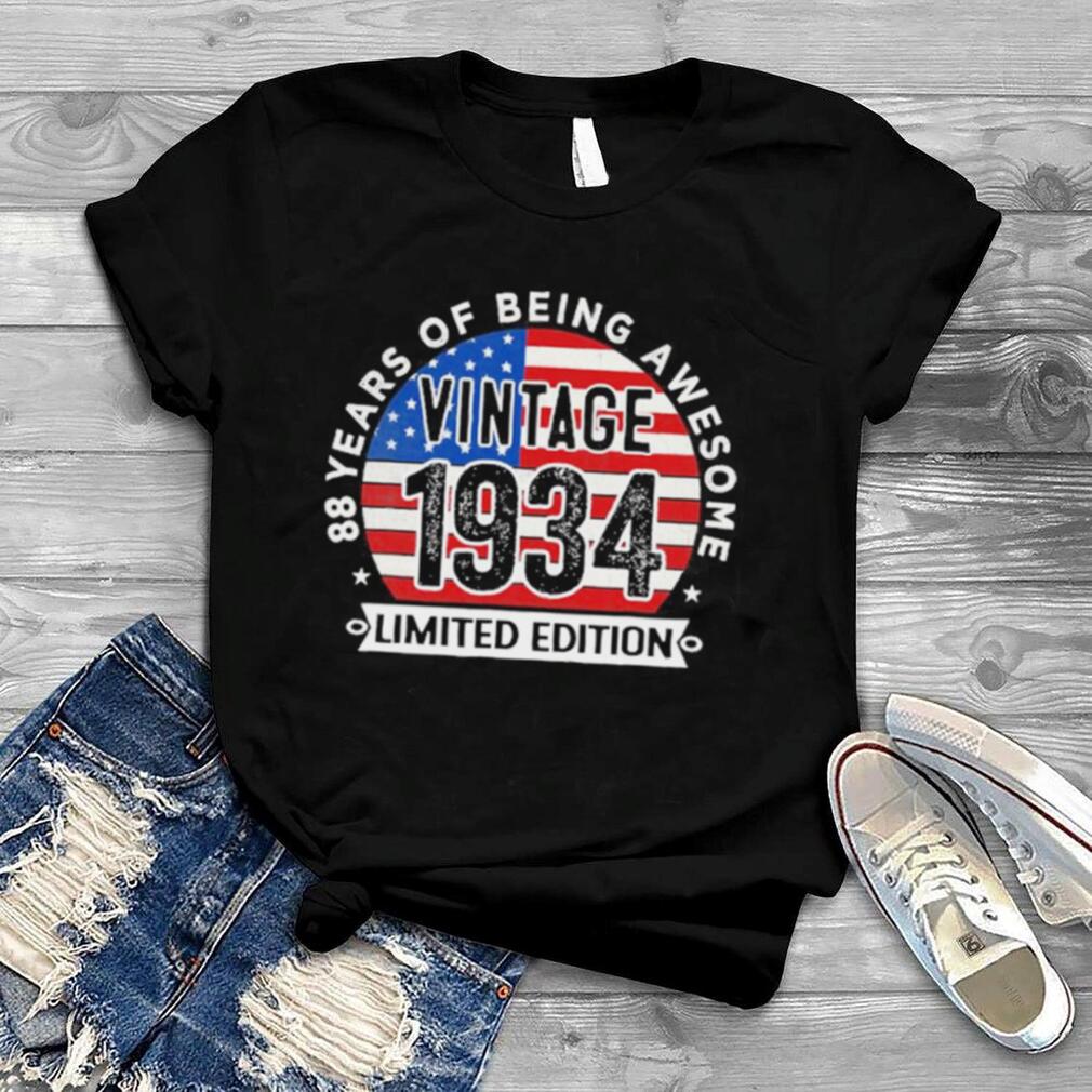 88Th Birthday Gifts Men Vintage 1934 88 Years Old Usa Flag Shirt