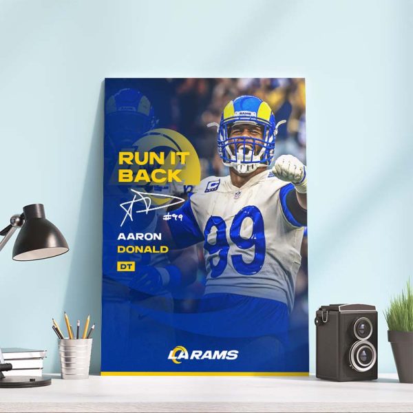 Aaron Donald 99 Run It Back LA Rams Poster Canvas