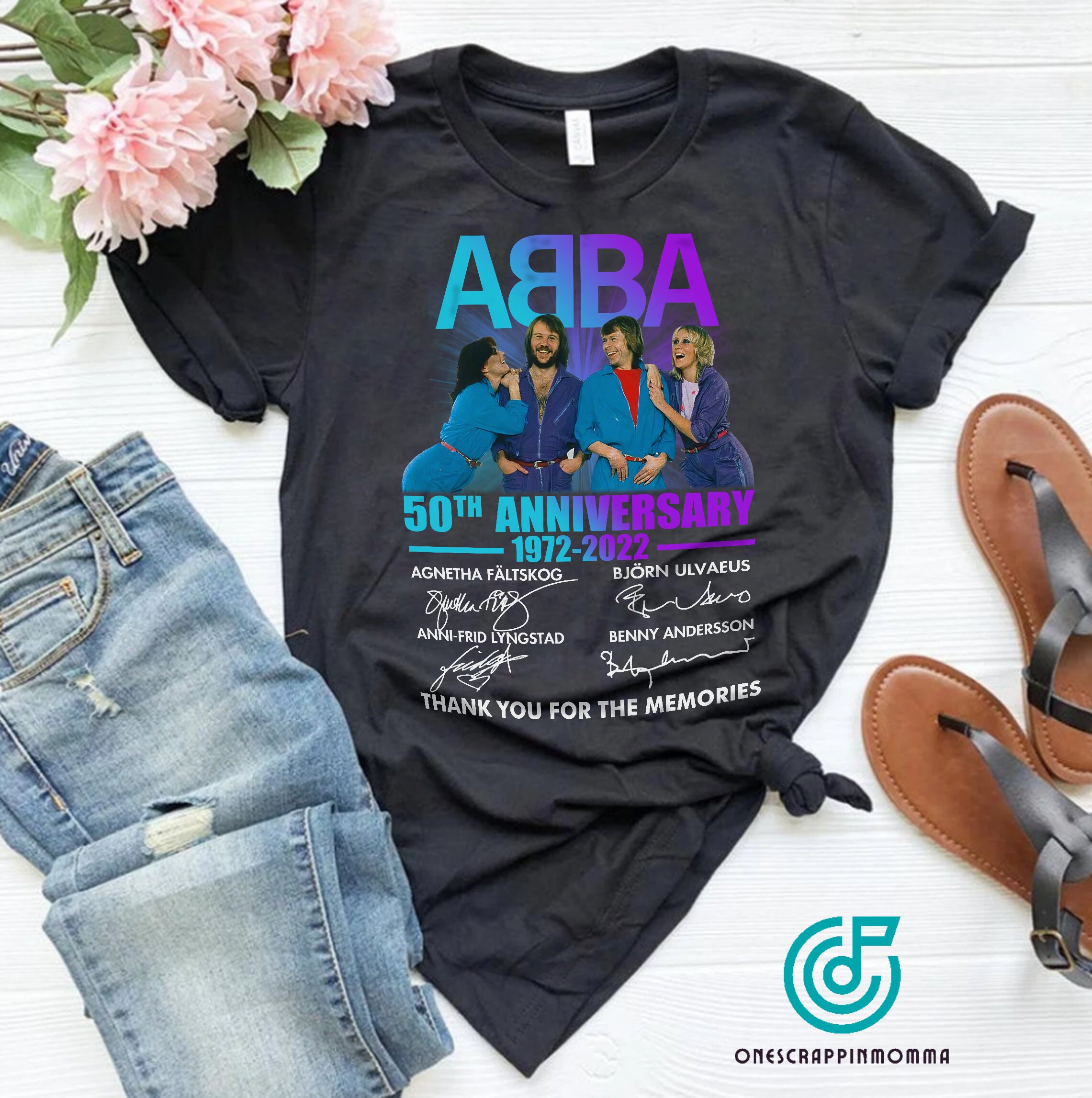 Abba Band 50 Years 1972-2022 Signatures Thank You For The Memories Unisex T-Shirt
