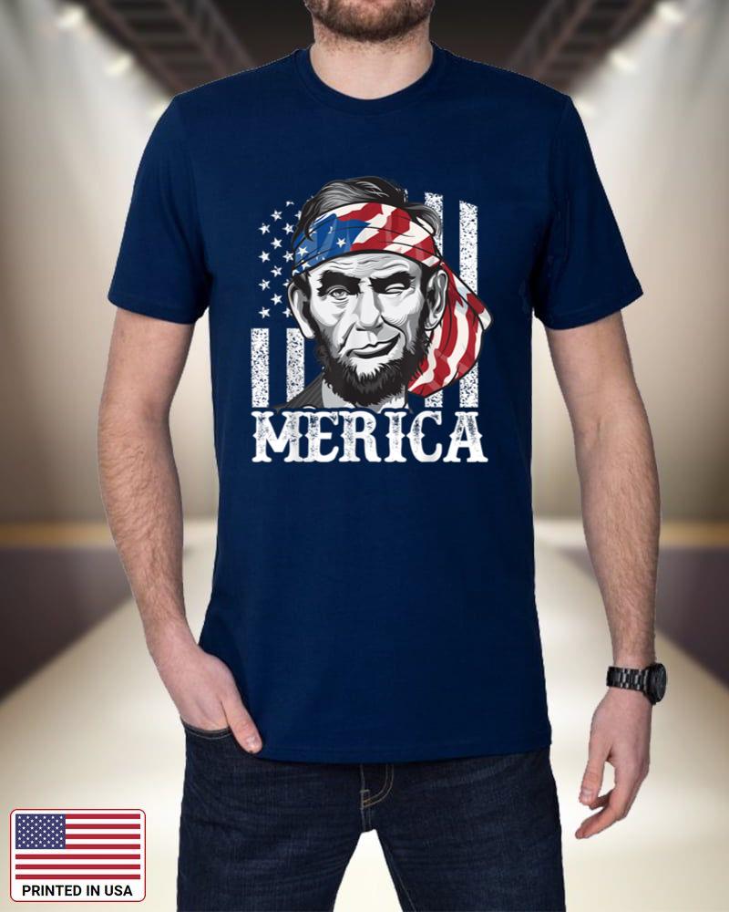 Abraham Lincoln Merica 4th Of July Shirt Men American Flag KW7cI