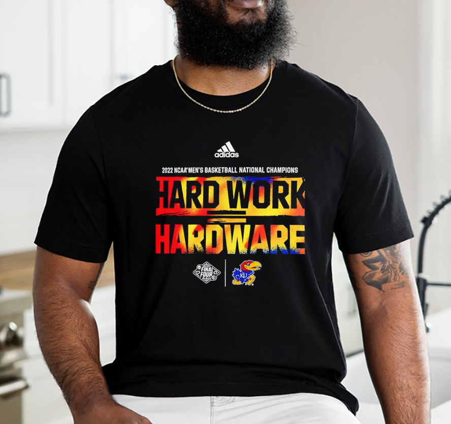Adidas Kansas Jayhawks 2022 NCAA National Champions Hard Work Hardware T-Shirt