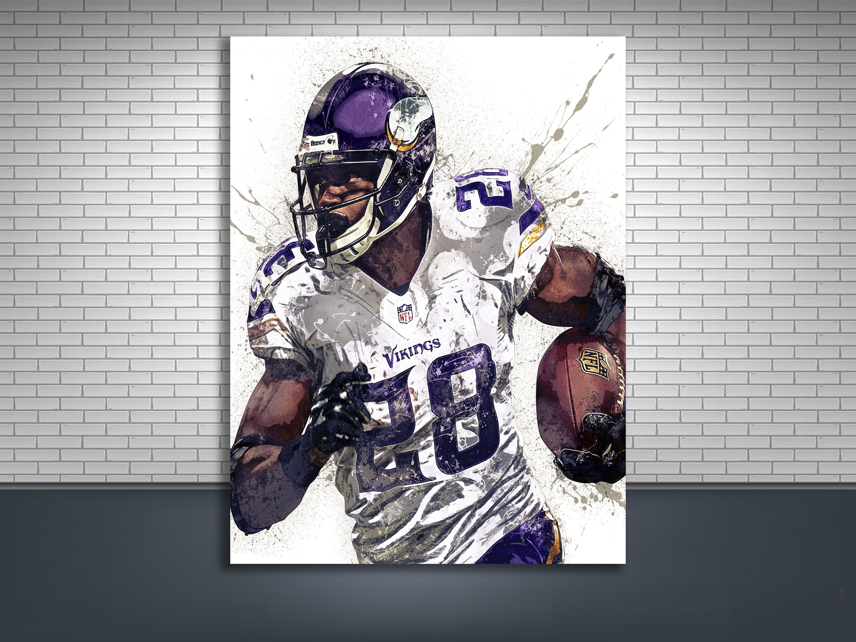 Adrian Peterson Poster, Minnesota Vikings, Canvas Wrap, Man Cave, Bar, Game Room