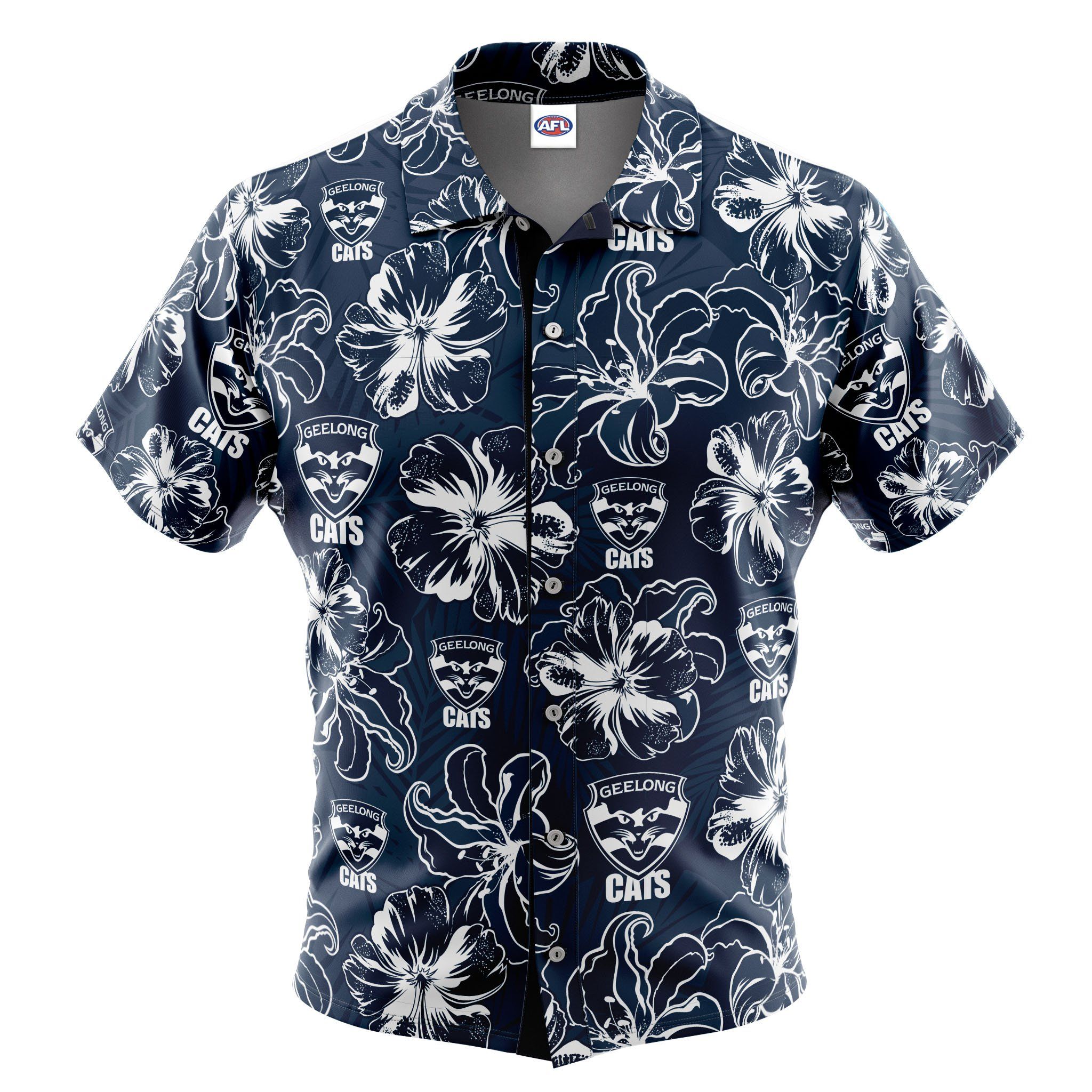 Afl Geelong Cats ‘floral’ Hawaiian Shirt