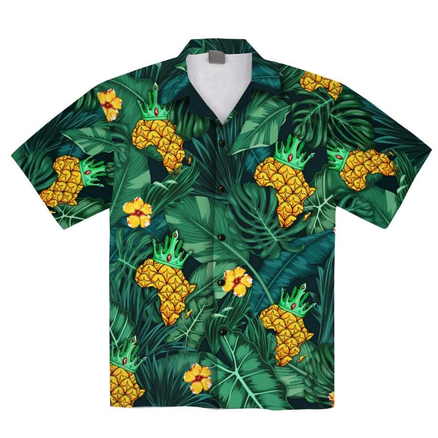African Map Pineapple Tropical Hawaiian Aloha Shirts