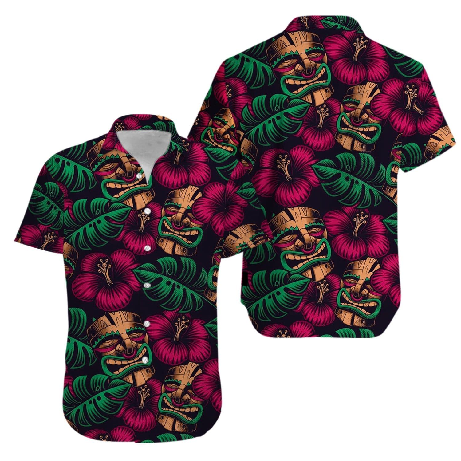 Aku Aku Mascaras Tiki mask Aloha Hawaiian Shirts #V