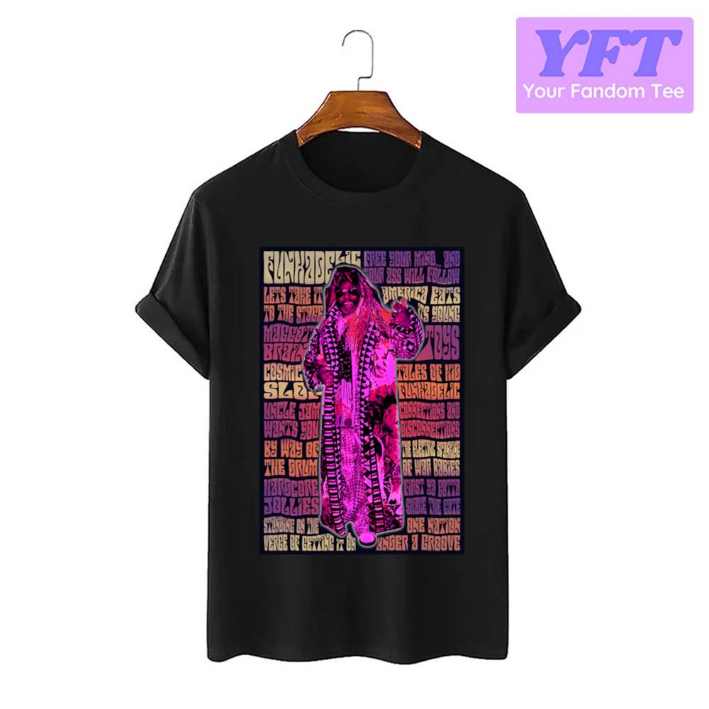 Album Discography Vintage Retro Design Funkadelic Parliament Rock Band Unisex T-Shirt