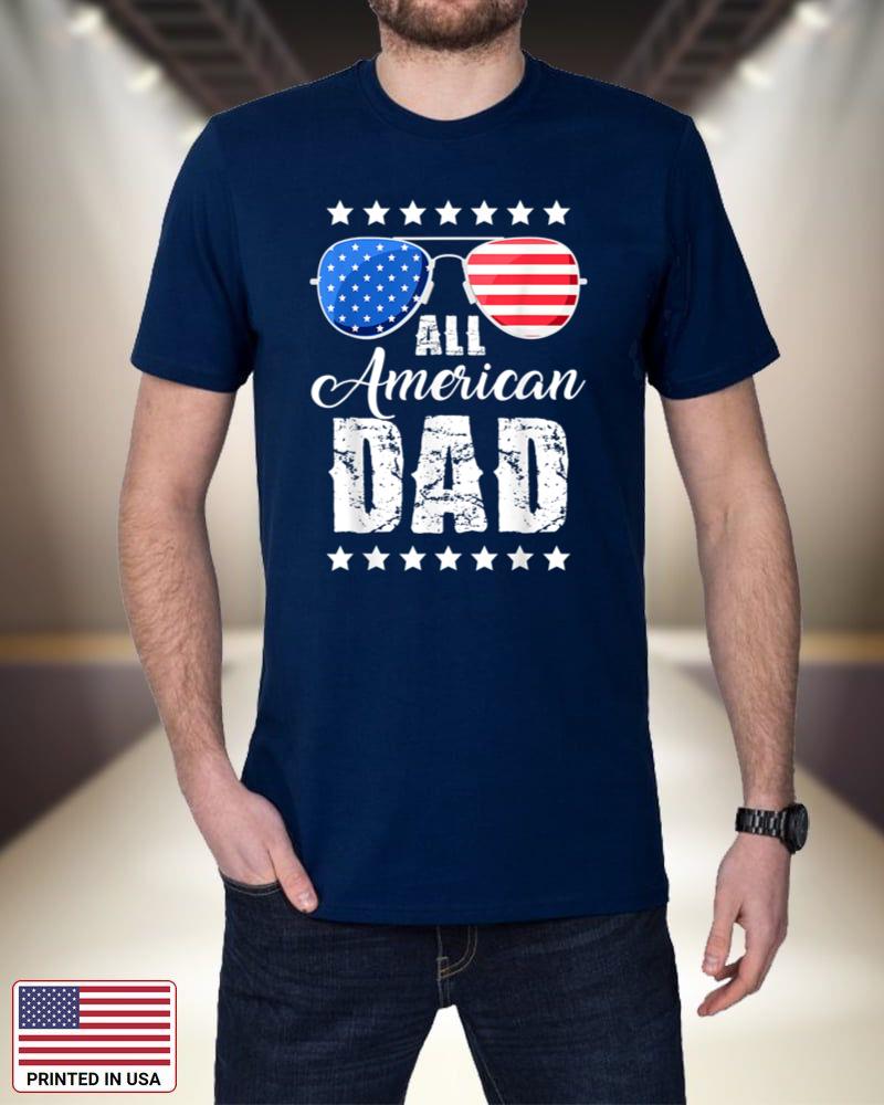 All American Dad 4th of July T shirt Fathers Day Men Daddy 42Sfz