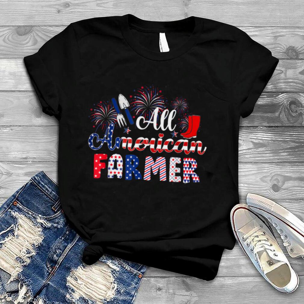 All American Farmer American Flag Fireworks 4th Of July T Shirt