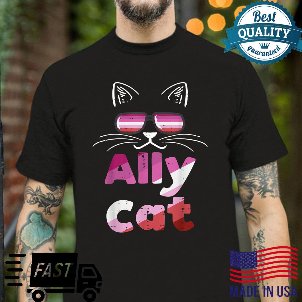 Ally Cat Lesbian Sunglasses Femme LGBTQ Pride Flag Shirt