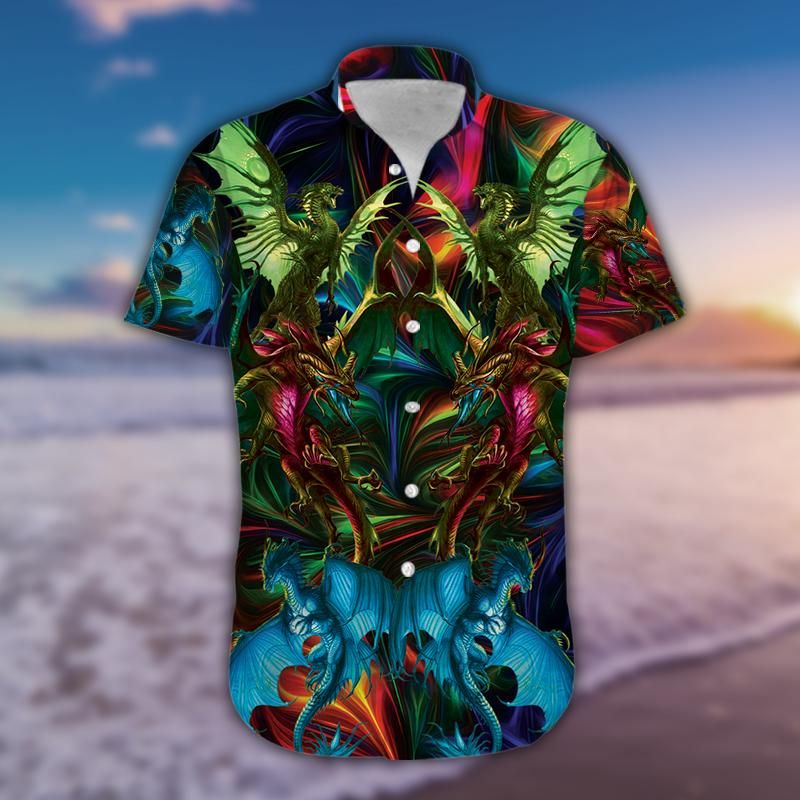 Amazing Colorful Dragon Unisex Hawaiian Aloha Shirts #290321h