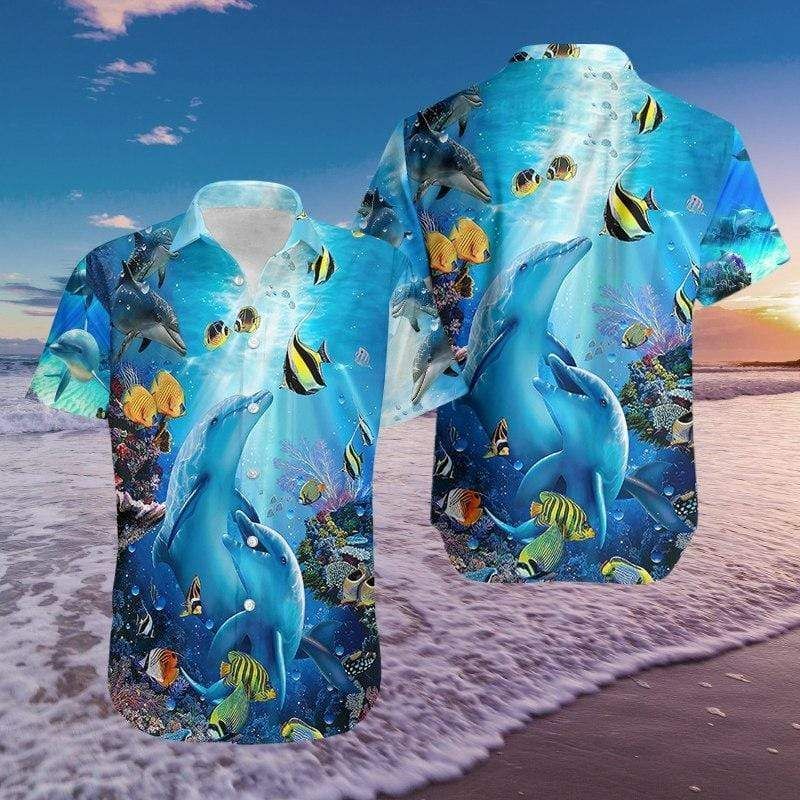 Amazing Dolphin In Ocean Unisex Hawaiian Aloha Shirts #610l
