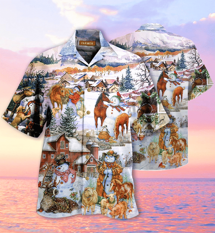 Amazing Farm On Christmas Days Unisex Hawaiian Aloha Shirts #l