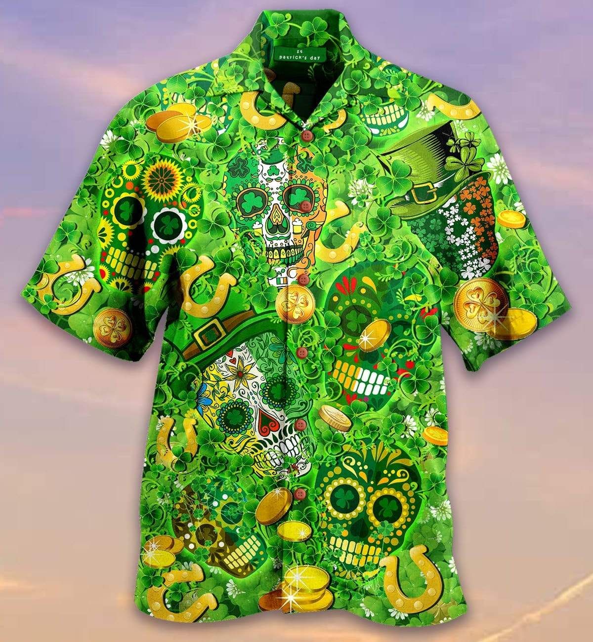 Amazing Green Sugar Skull St Patrick’s Day Hawaiian Shirt