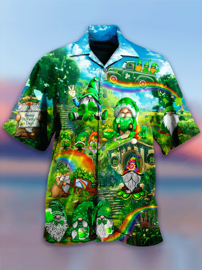 Amazing Irish Gnomes So Cute On St. Patrick Day Green Hawaiian Aloha Shirts
