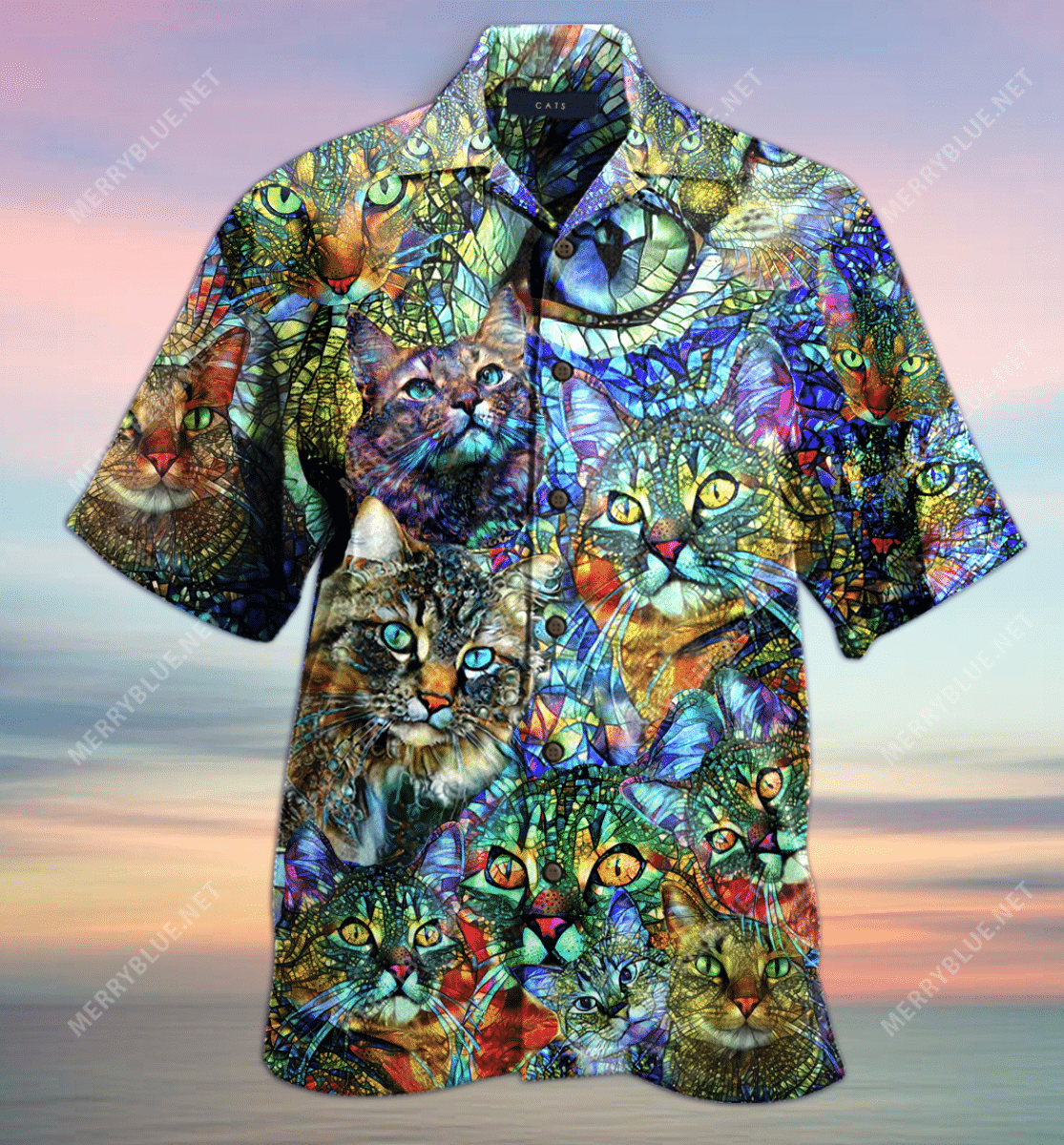 Amazing Kaleidoscope Cat Unisex Hawaiian Shirt