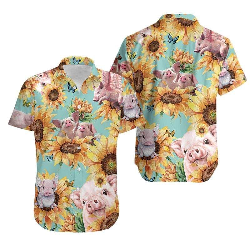 Amazing Pig Sunflower Hawaiian Aloha Shirts #112L