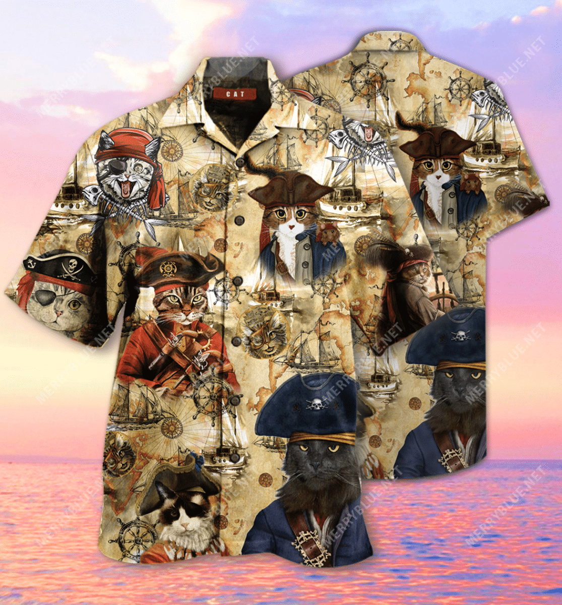 Amazing Pirate Cat Unisex Hawaiian Shirt