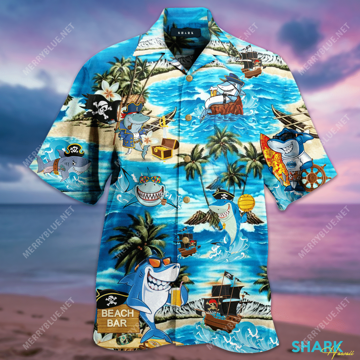 Amazing Pirate Shark Unisex Hawaiian Shirt