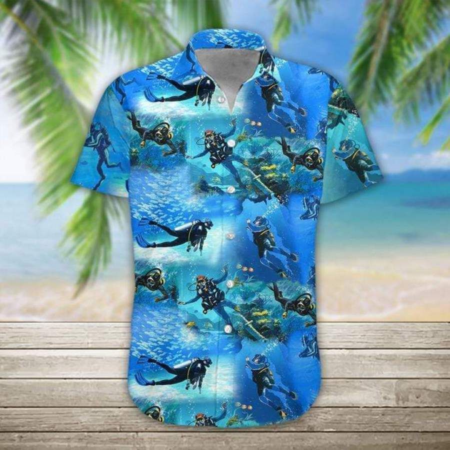 Amazing Scuba Diving Blue Ocean Hawaiian Aloha Shirts