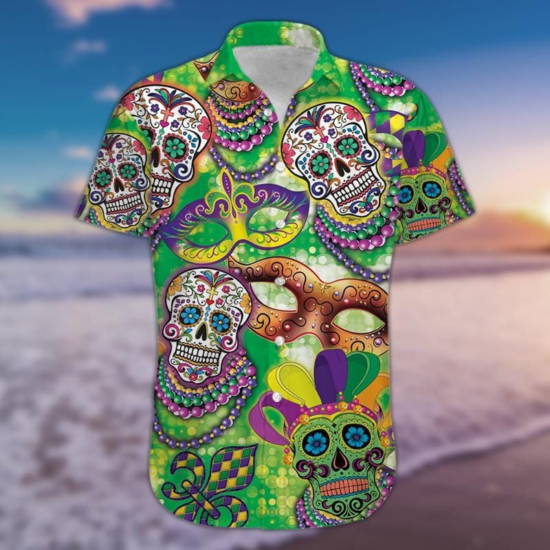 Amazing Sugar Skull Happy Mardi Gras 2021 Hawaiian Shirts #040321h