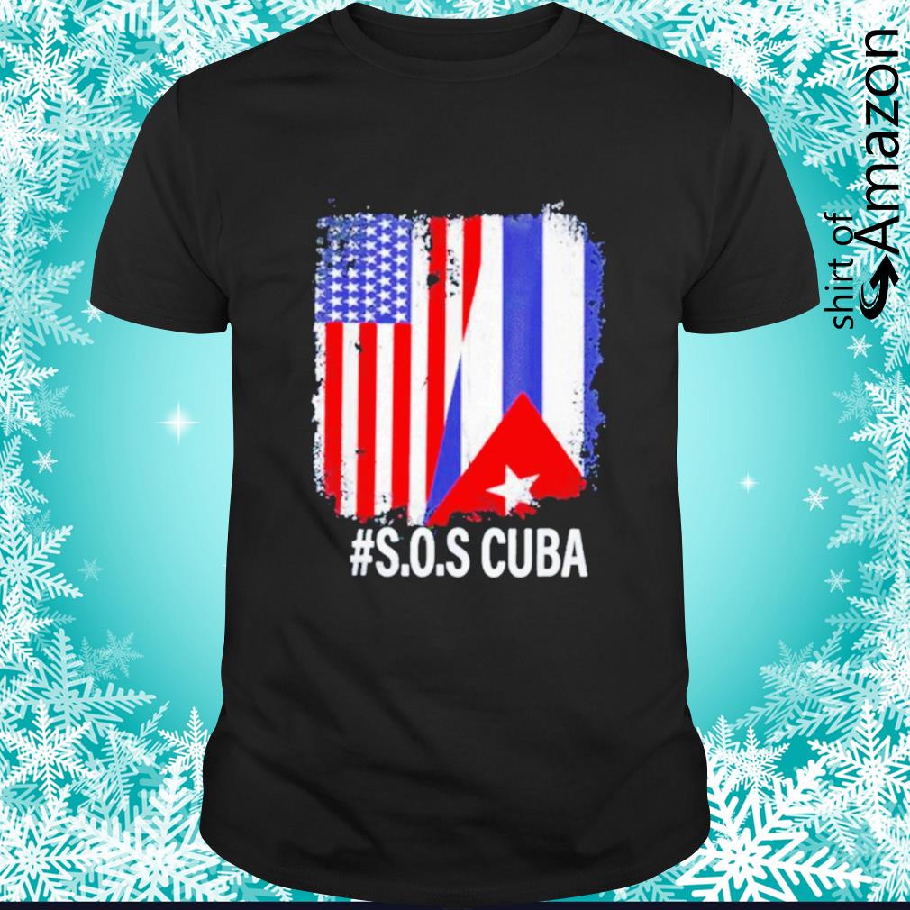 American and Cuban flag SOS Cuba shirt