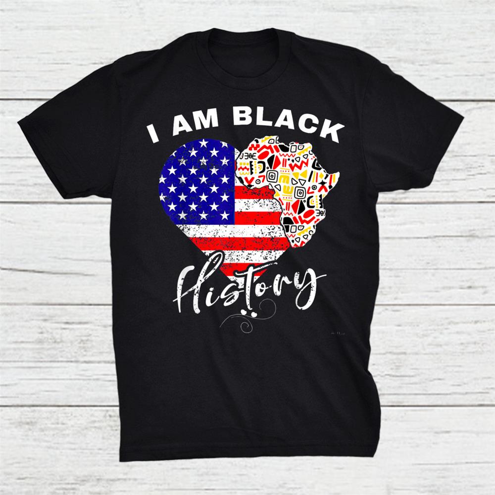 American Flag Heart Black History Month Pride Shirt