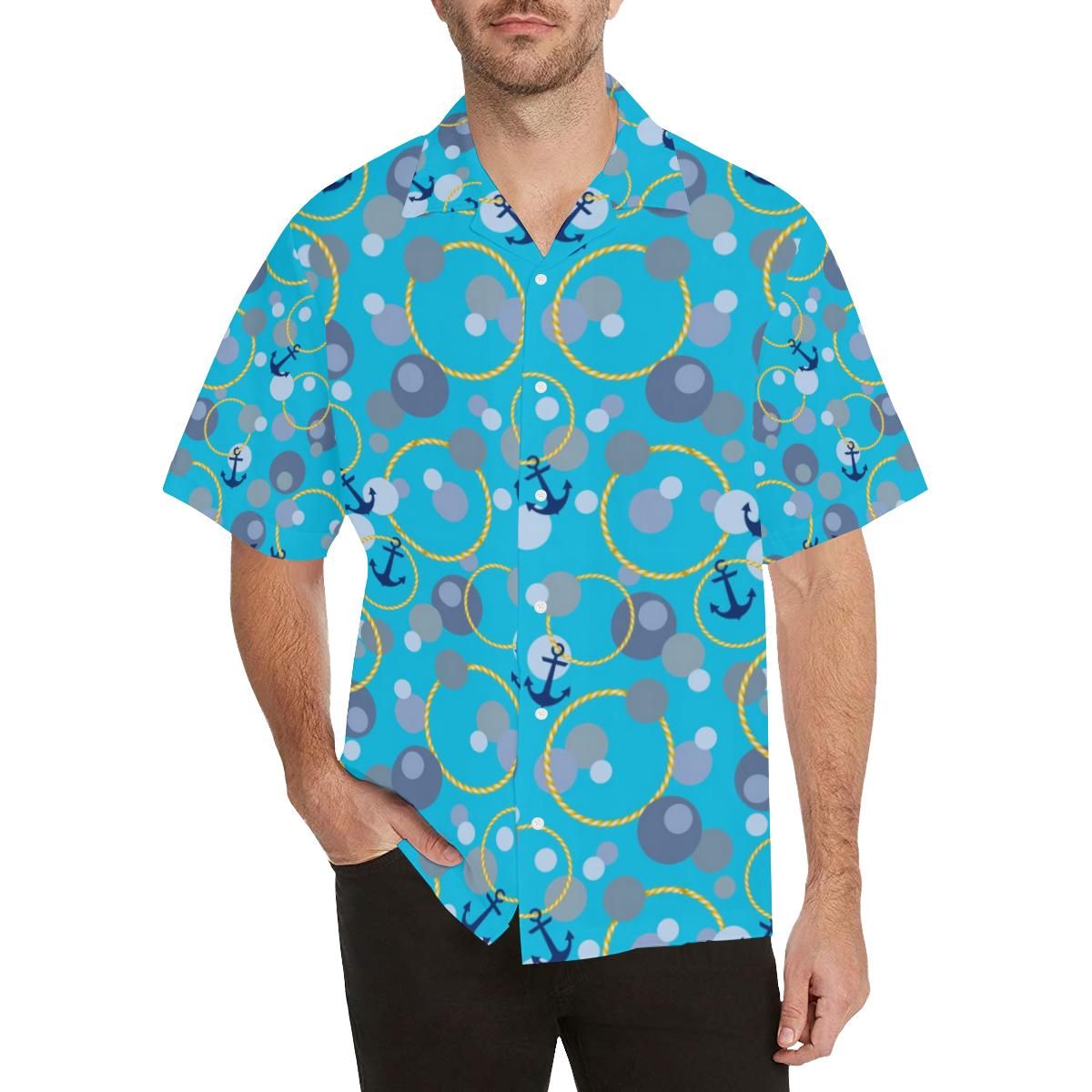 Anchor Circle Rope Pattern Men’s All Over Print Hawaiian Shirt