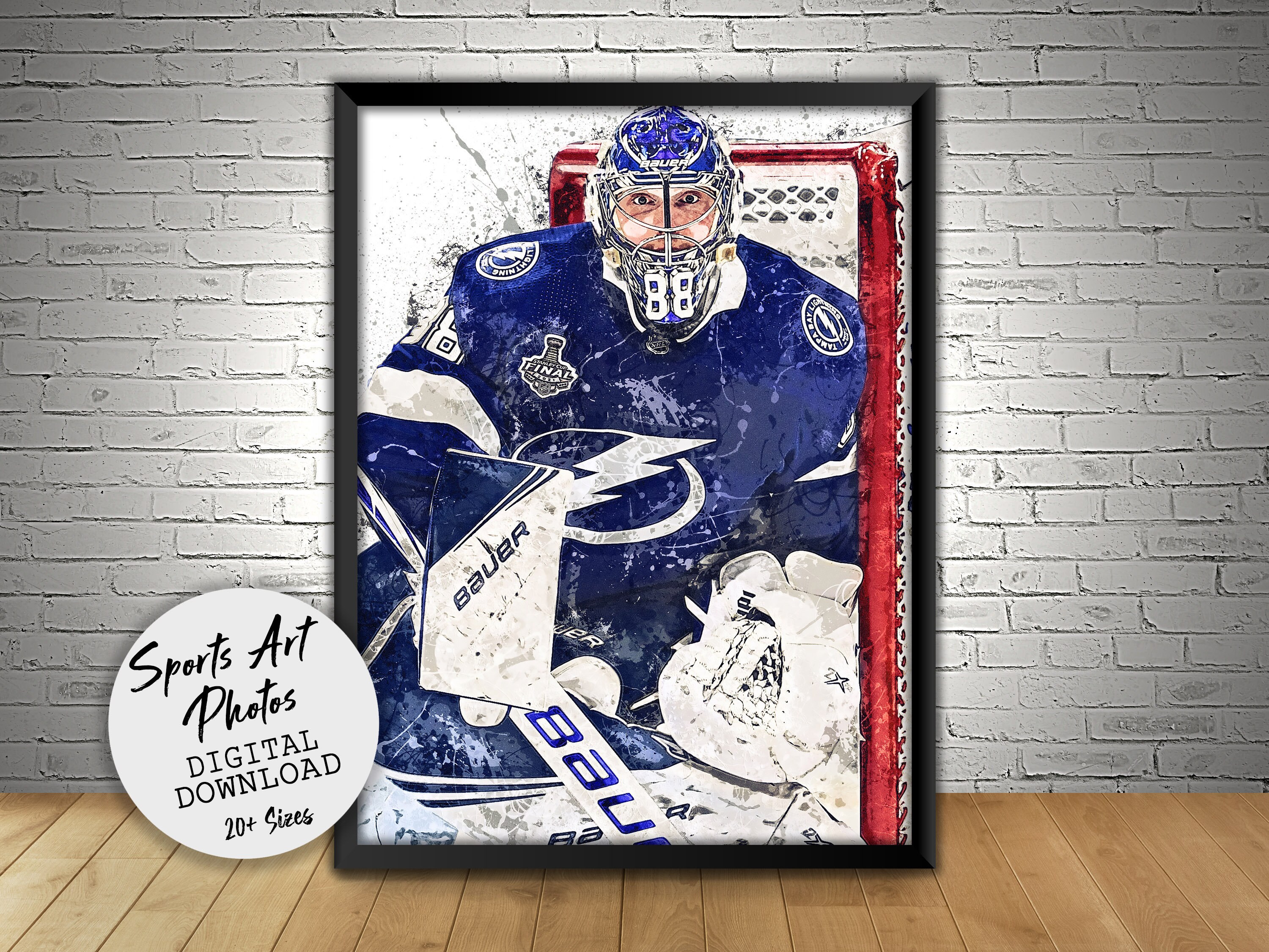 Andrei Vasilevskiy Poster, Tampa Bay Lightning, Wall Art Printable, Hockey Art, Digital Download, Man Cave Gift, Sports Art