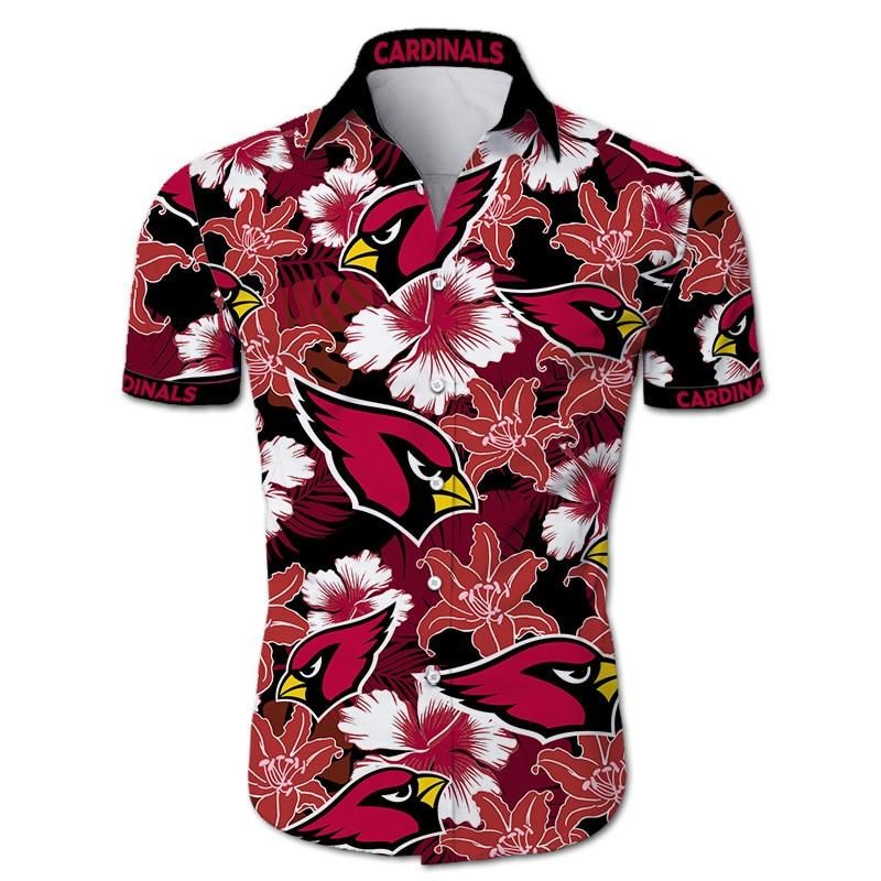 Arizona Cardinals Hawaiian Shirt Tropical Flower Short Sleeve Slim Fit Body