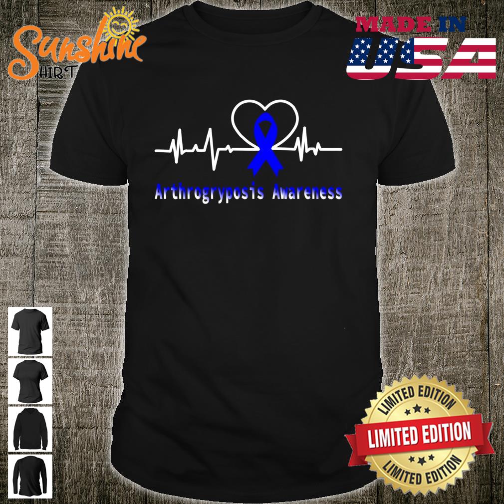 Arthrogryposis Awareness Heartbeat Blue Ribbon Support Shirt
