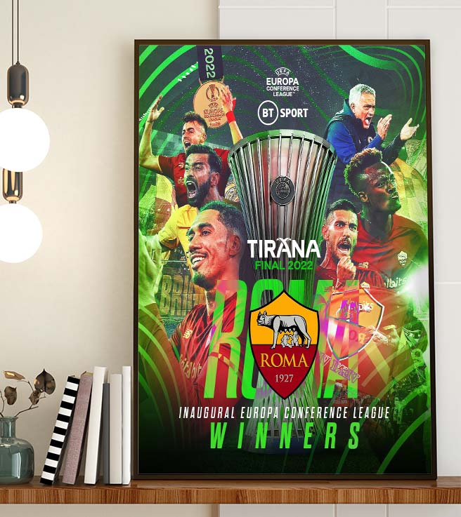 AS Roma win UEFA Europa Conference League Champions Art Decor Poster Canvas