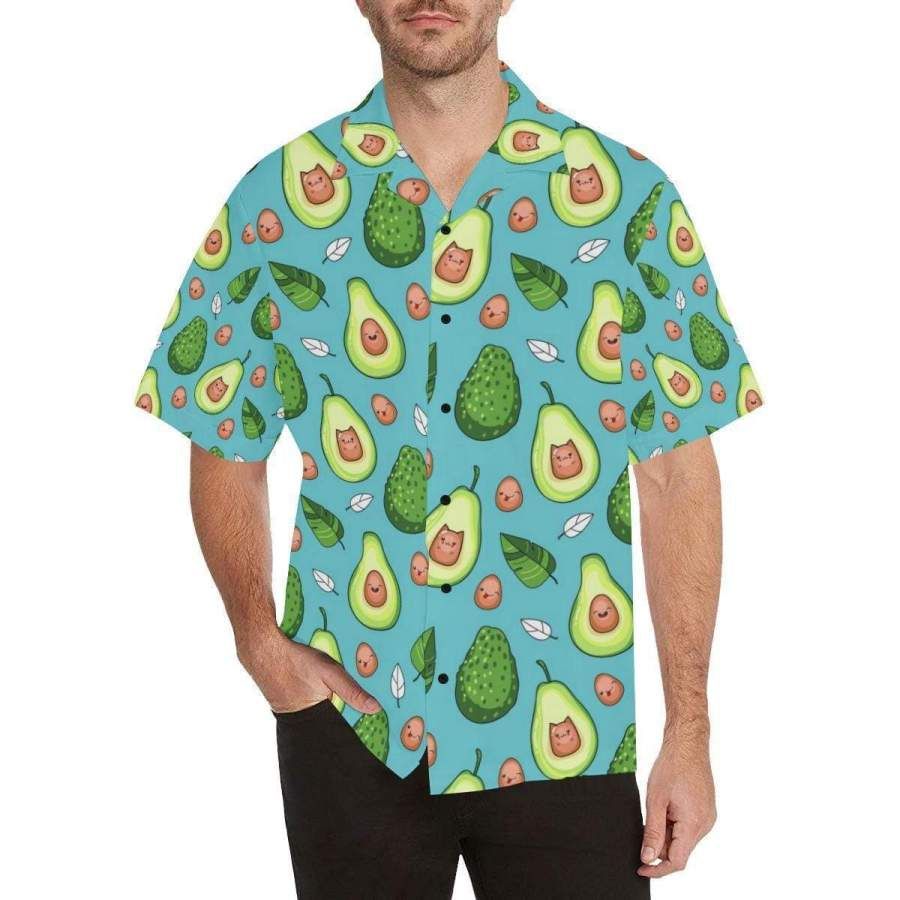 Avocado Summer Vibe Teal Hawaiian Aloha Shirts #dh
